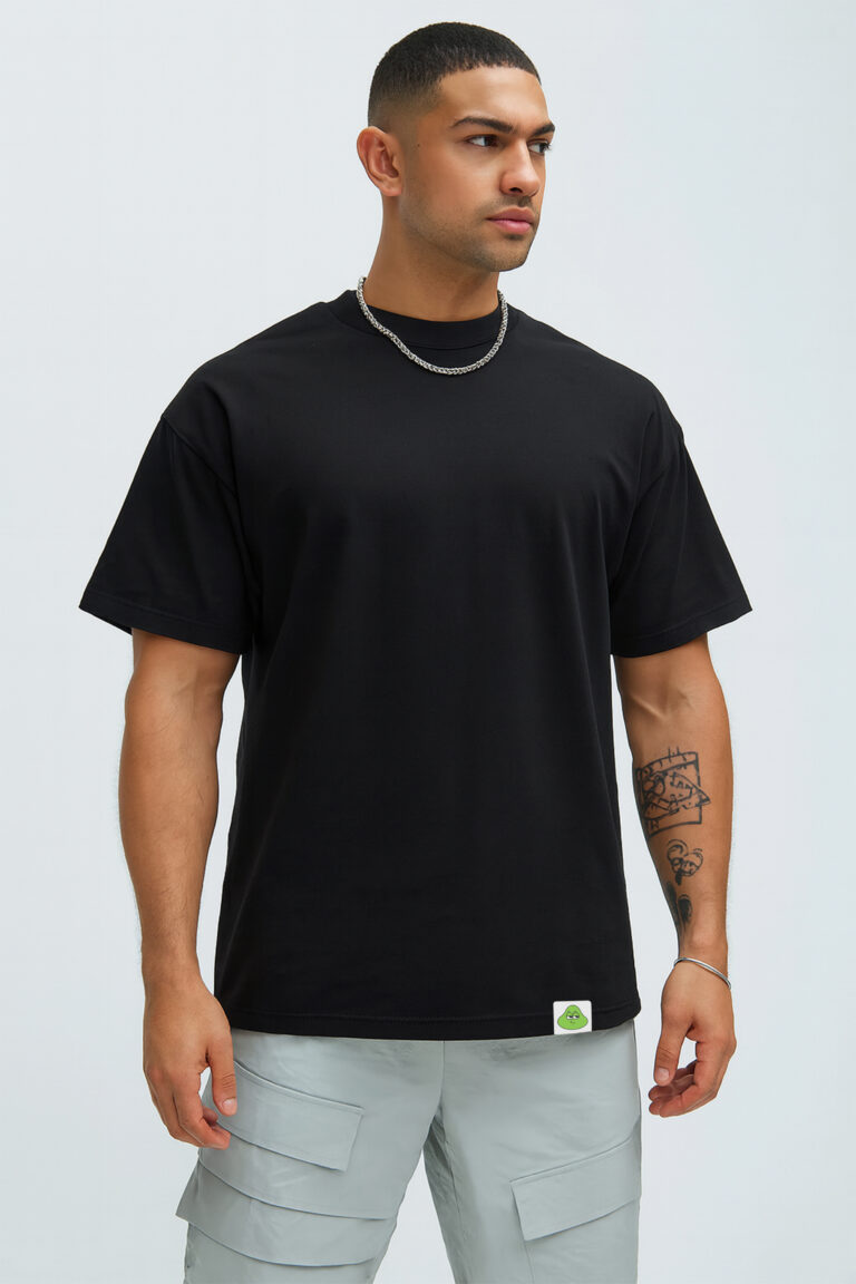 RahRaha Relentless Black T-Shirt for Men – Front minimalist oversized fit