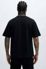 o Alt Text: RahRaha Originals Black T-Shirt for Men – Back view, plain black design
