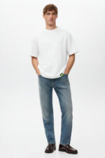 RahRaha Hustle White T-Shirt – Full body front view showing relaxed fit